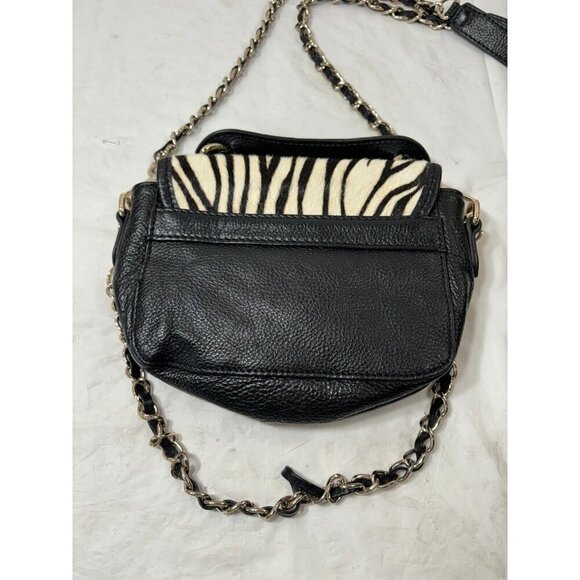 Tocco toscano Tenero Black Leather Zebra Print Crossbody Purse - Picture 4 of 13